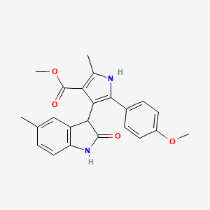 molecular formula C23H22N2O4 B11155405 methyl 5-(4-methoxyphenyl)-2-methyl-4-(5-methyl-2-oxo-2,3-dihydro-1H-indol-3-yl)-1H-pyrrole-3-carboxylate 