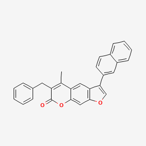 molecular formula C29H20O3 B11155468 6-benzyl-5-methyl-3-(naphthalen-2-yl)-7H-furo[3,2-g]chromen-7-one 