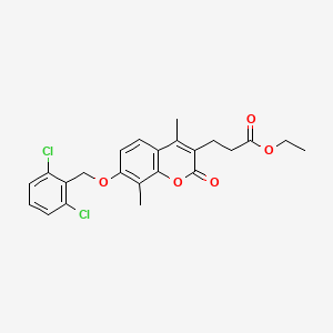 molecular formula C23H22Cl2O5 B11155485 ethyl 3-{7-[(2,6-dichlorobenzyl)oxy]-4,8-dimethyl-2-oxo-2H-chromen-3-yl}propanoate 