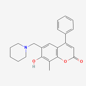 molecular formula C22H23NO3 B11155487 7-hydroxy-8-methyl-4-phenyl-6-(piperidin-1-ylmethyl)-2H-chromen-2-one 