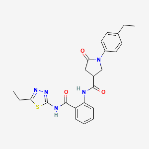 molecular formula C24H25N5O3S B11155507 1-(4-ethylphenyl)-N-{2-[(5-ethyl-1,3,4-thiadiazol-2-yl)carbamoyl]phenyl}-5-oxopyrrolidine-3-carboxamide 