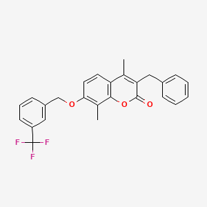 molecular formula C26H21F3O3 B11155527 3-benzyl-4,8-dimethyl-7-{[3-(trifluoromethyl)benzyl]oxy}-2H-chromen-2-one 