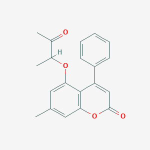 molecular formula C20H18O4 B11155539 7-methyl-5-[(3-oxobutan-2-yl)oxy]-4-phenyl-2H-chromen-2-one 