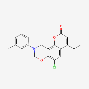 6-chloro-9-(3,5-dimethylphenyl)-4-ethyl-9,10-dihydro-2H,8H-chromeno[8,7-e][1,3]oxazin-2-one