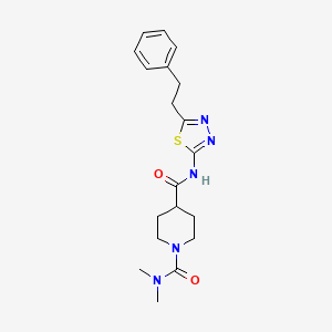 molecular formula C19H25N5O2S B11155557 N~1~,N~1~-dimethyl-N~4~-[5-(2-phenylethyl)-1,3,4-thiadiazol-2-yl]piperidine-1,4-dicarboxamide 