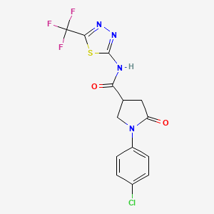 molecular formula C14H10ClF3N4O2S B11155616 1-(4-chlorophenyl)-5-oxo-N-[5-(trifluoromethyl)-1,3,4-thiadiazol-2-yl]pyrrolidine-3-carboxamide 