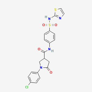 molecular formula C20H17ClN4O4S2 B11155619 1-(4-chlorophenyl)-5-oxo-N-[4-(1,3-thiazol-2-ylsulfamoyl)phenyl]pyrrolidine-3-carboxamide 