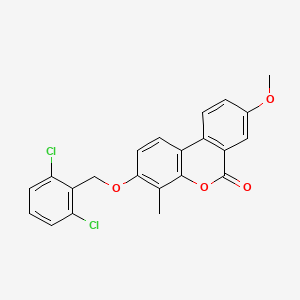 molecular formula C22H16Cl2O4 B11155647 3-[(2,6-dichlorobenzyl)oxy]-8-methoxy-4-methyl-6H-benzo[c]chromen-6-one 