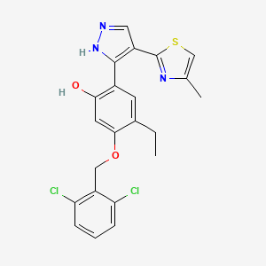 molecular formula C22H19Cl2N3O2S B11155668 5-[(2,6-dichlorobenzyl)oxy]-4-ethyl-2-[4-(4-methyl-1,3-thiazol-2-yl)-1H-pyrazol-3-yl]phenol 