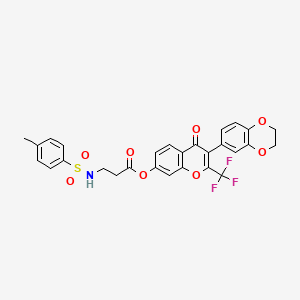 molecular formula C28H22F3NO8S B11155692 [3-(2,3-dihydro-1,4-benzodioxin-6-yl)-4-oxo-2-(trifluoromethyl)chromen-7-yl] 3-[(4-methylphenyl)sulfonylamino]propanoate 