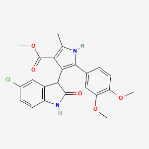 molecular formula C23H21ClN2O5 B11155717 methyl 4-(5-chloro-2-oxo-2,3-dihydro-1H-indol-3-yl)-5-(3,4-dimethoxyphenyl)-2-methyl-1H-pyrrole-3-carboxylate 