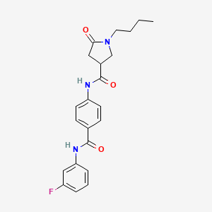 molecular formula C22H24FN3O3 B11155744 1-butyl-N-{4-[(3-fluorophenyl)carbamoyl]phenyl}-5-oxopyrrolidine-3-carboxamide 