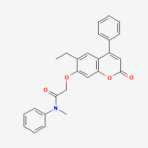 molecular formula C26H23NO4 B11155768 2-[(6-ethyl-2-oxo-4-phenyl-2H-chromen-7-yl)oxy]-N-methyl-N-phenylacetamide 