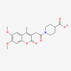 1-[(6,7-dimethoxy-4-methyl-2-oxo-2H-chromen-3-yl)acetyl]piperidine-4-carboxylic acid