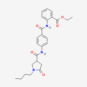 molecular formula C25H29N3O5 B11155821 Ethyl 2-{[(4-{[(1-butyl-5-oxopyrrolidin-3-yl)carbonyl]amino}phenyl)carbonyl]amino}benzoate 