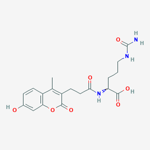 molecular formula C19H23N3O7 B11155851 N~5~-carbamoyl-N~2~-[3-(7-hydroxy-4-methyl-2-oxo-2H-chromen-3-yl)propanoyl]-D-ornithine 