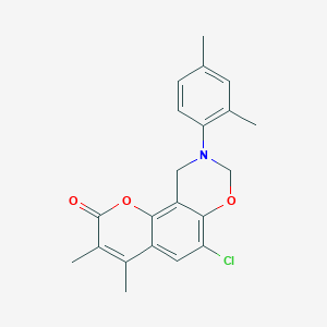 6-chloro-9-(2,4-dimethylphenyl)-3,4-dimethyl-9,10-dihydro-2H,8H-chromeno[8,7-e][1,3]oxazin-2-one