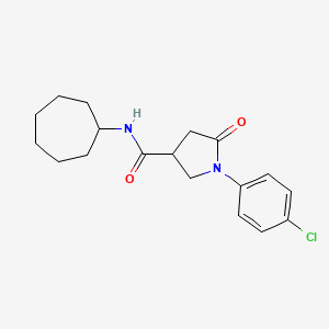 molecular formula C18H23ClN2O2 B11156027 1-(4-chlorophenyl)-N-cycloheptyl-5-oxopyrrolidine-3-carboxamide 