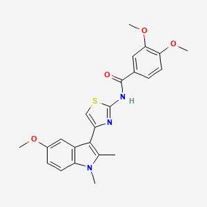 molecular formula C23H23N3O4S B11156028 3,4-dimethoxy-N-[4-(5-methoxy-1,2-dimethyl-1H-indol-3-yl)-1,3-thiazol-2-yl]benzamide 