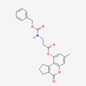 molecular formula C24H23NO6 B11156030 7-methyl-4-oxo-1,2,3,4-tetrahydrocyclopenta[c]chromen-9-yl N-[(benzyloxy)carbonyl]-beta-alaninate 