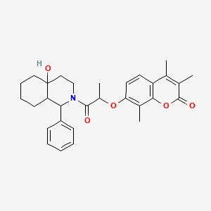 molecular formula C30H35NO5 B11156093 7-{[1-(4a-hydroxy-1-phenyloctahydroisoquinolin-2(1H)-yl)-1-oxopropan-2-yl]oxy}-3,4,8-trimethyl-2H-chromen-2-one 