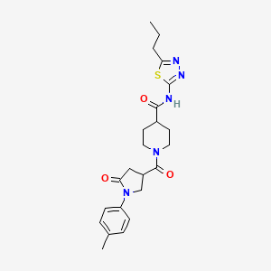 1-[1-(4-methylphenyl)-5-oxopyrrolidine-3-carbonyl]-N-(5-propyl-1,3,4-thiadiazol-2-yl)piperidine-4-carboxamide