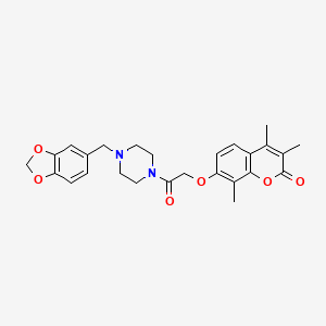 7-{2-[4-(1,3-benzodioxol-5-ylmethyl)piperazino]-2-oxoethoxy}-3,4,8-trimethyl-2H-chromen-2-one