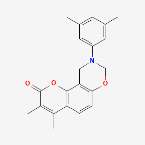 molecular formula C21H21NO3 B11156312 9-(3,5-dimethylphenyl)-3,4-dimethyl-9,10-dihydro-2H,8H-chromeno[8,7-e][1,3]oxazin-2-one 