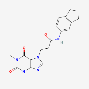 molecular formula C19H21N5O3 B11156360 N-(2,3-dihydro-1H-inden-5-yl)-3-(1,3-dimethyl-2,6-dioxo-1,2,3,6-tetrahydro-7H-purin-7-yl)propanamide 