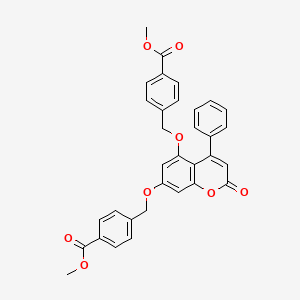 molecular formula C33H26O8 B11156380 Methyl 4-{[(5-{[4-(methoxycarbonyl)benzyl]oxy}-2-oxo-4-phenyl-2H-chromen-7-YL)oxy]methyl}benzoate 