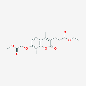 molecular formula C19H22O7 B11156384 ethyl 3-[7-(2-methoxy-2-oxoethoxy)-4,8-dimethyl-2-oxo-2H-chromen-3-yl]propanoate 