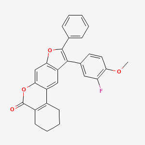 molecular formula C28H21FO4 B11156409 10-(3-fluoro-4-methoxyphenyl)-9-phenyl-1,2,3,4-tetrahydro-5H-benzo[c]furo[3,2-g]chromen-5-one 