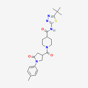 molecular formula C24H31N5O3S B11156443 N-(5-tert-butyl-1,3,4-thiadiazol-2-yl)-1-{[1-(4-methylphenyl)-5-oxopyrrolidin-3-yl]carbonyl}piperidine-4-carboxamide 