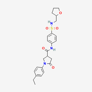 molecular formula C24H29N3O5S B11156469 1-(4-ethylphenyl)-5-oxo-N-{4-[(tetrahydrofuran-2-ylmethyl)sulfamoyl]phenyl}pyrrolidine-3-carboxamide 