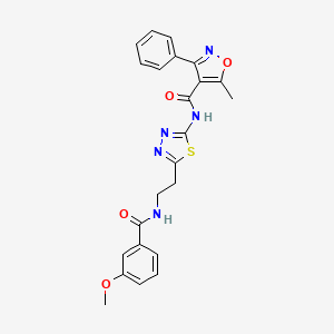 molecular formula C23H21N5O4S B11156481 N-[5-(2-{[(3-methoxyphenyl)carbonyl]amino}ethyl)-1,3,4-thiadiazol-2-yl]-5-methyl-3-phenyl-1,2-oxazole-4-carboxamide 