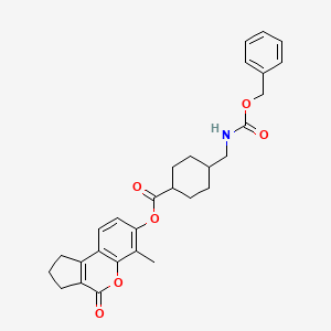 molecular formula C29H31NO6 B11156537 6-Methyl-4-oxo-1,2,3,4-tetrahydrocyclopenta[c]chromen-7-yl trans-4-({[(benzyloxy)carbonyl]amino}methyl)cyclohexanecarboxylate 