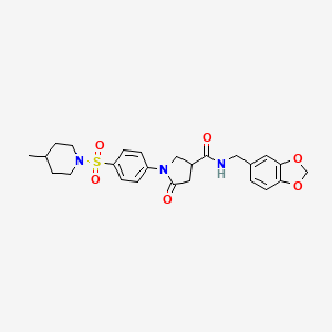 N-(1,3-benzodioxol-5-ylmethyl)-1-{4-[(4-methylpiperidin-1-yl)sulfonyl]phenyl}-5-oxopyrrolidine-3-carboxamide