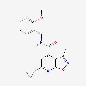 molecular formula C19H19N3O3 B11156682 6-cyclopropyl-N-(2-methoxybenzyl)-3-methyl[1,2]oxazolo[5,4-b]pyridine-4-carboxamide 