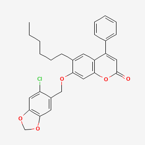 7-[(6-chloro-1,3-benzodioxol-5-yl)methoxy]-6-hexyl-4-phenyl-2H-chromen-2-one