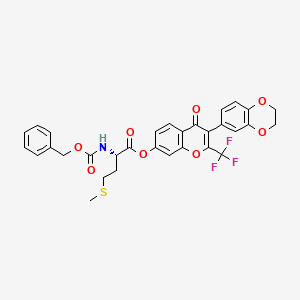 [3-(2,3-dihydro-1,4-benzodioxin-6-yl)-4-oxo-2-(trifluoromethyl)chromen-7-yl] (2S)-4-methylsulfanyl-2-(phenylmethoxycarbonylamino)butanoate