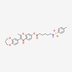 3-(3,4-dihydro-2H-1,5-benzodioxepin-7-yl)-2-methyl-4-oxo-4H-chromen-7-yl 6-{[(4-methylphenyl)sulfonyl]amino}hexanoate