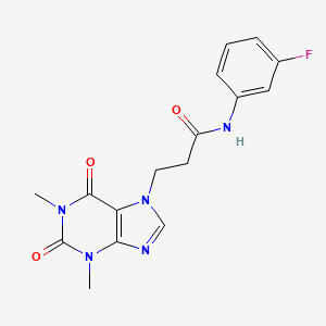 molecular formula C16H16FN5O3 B11156716 3-(1,3-dimethyl-2,6-dioxo-1,2,3,6-tetrahydro-7H-purin-7-yl)-N-(3-fluorophenyl)propanamide 