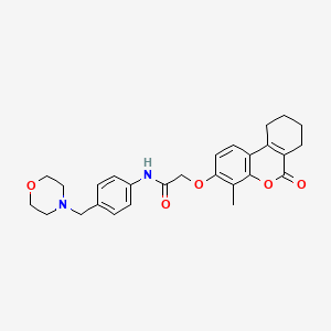 molecular formula C27H30N2O5 B11156743 2-[(4-methyl-6-oxo-7,8,9,10-tetrahydro-6H-benzo[c]chromen-3-yl)oxy]-N-[4-(morpholin-4-ylmethyl)phenyl]acetamide 