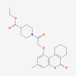 molecular formula C24H29NO6 B11156749 ethyl 1-{[(3-methyl-6-oxo-7,8,9,10-tetrahydro-6H-benzo[c]chromen-1-yl)oxy]acetyl}piperidine-4-carboxylate 