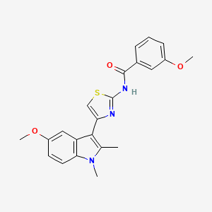 molecular formula C22H21N3O3S B11156816 3-methoxy-N-[4-(5-methoxy-1,2-dimethyl-1H-indol-3-yl)-1,3-thiazol-2-yl]benzamide 