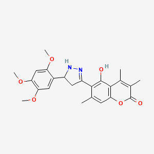 molecular formula C24H26N2O6 B11156847 5-hydroxy-3,4,7-trimethyl-6-[5-(2,4,5-trimethoxyphenyl)-4,5-dihydro-1H-pyrazol-3-yl]-2H-chromen-2-one 