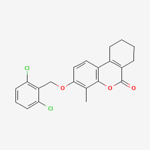 molecular formula C21H18Cl2O3 B11156891 3-[(2,6-dichlorobenzyl)oxy]-4-methyl-7,8,9,10-tetrahydro-6H-benzo[c]chromen-6-one 