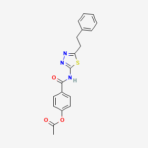 molecular formula C19H17N3O3S B11156897 4-{[5-(2-Phenylethyl)-1,3,4-thiadiazol-2-yl]carbamoyl}phenyl acetate 