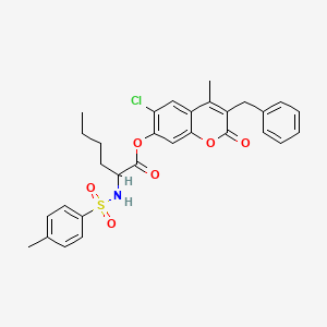 (3-benzyl-6-chloro-4-methyl-2-oxochromen-7-yl) 2-[(4-methylphenyl)sulfonylamino]hexanoate