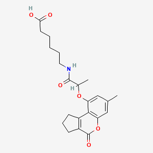 6-({2-[(7-Methyl-4-oxo-1,2,3,4-tetrahydrocyclopenta[c]chromen-9-yl)oxy]propanoyl}amino)hexanoic acid